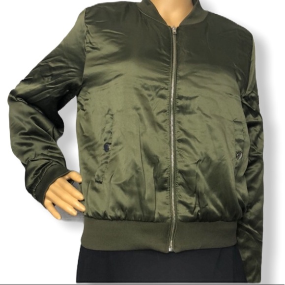 Military Green Cropped Bomber Jacket - Picture 8 of 8